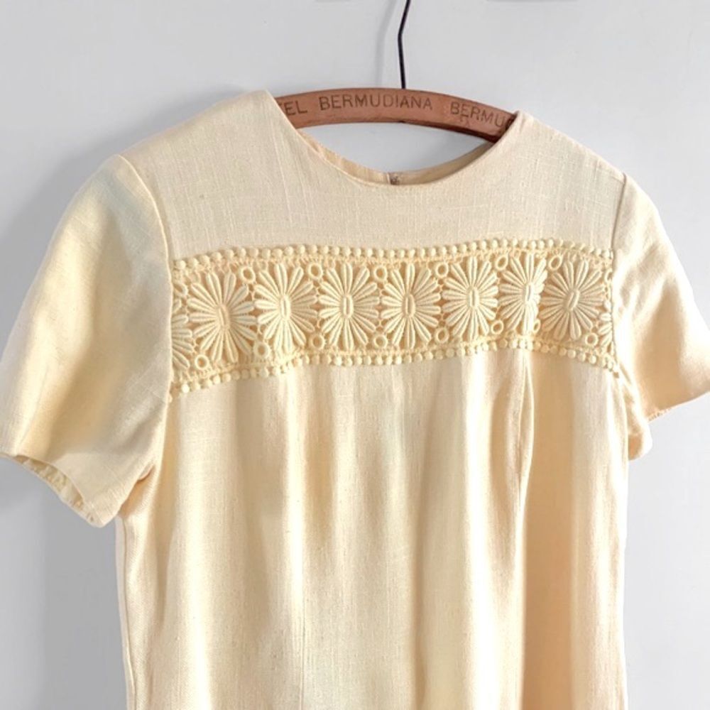 Vintage Henry Lee Mod Linen Daisy Dress - Picture 2 of 9
